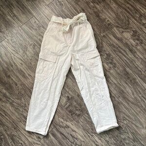 H&M white high waisted cargo trousers